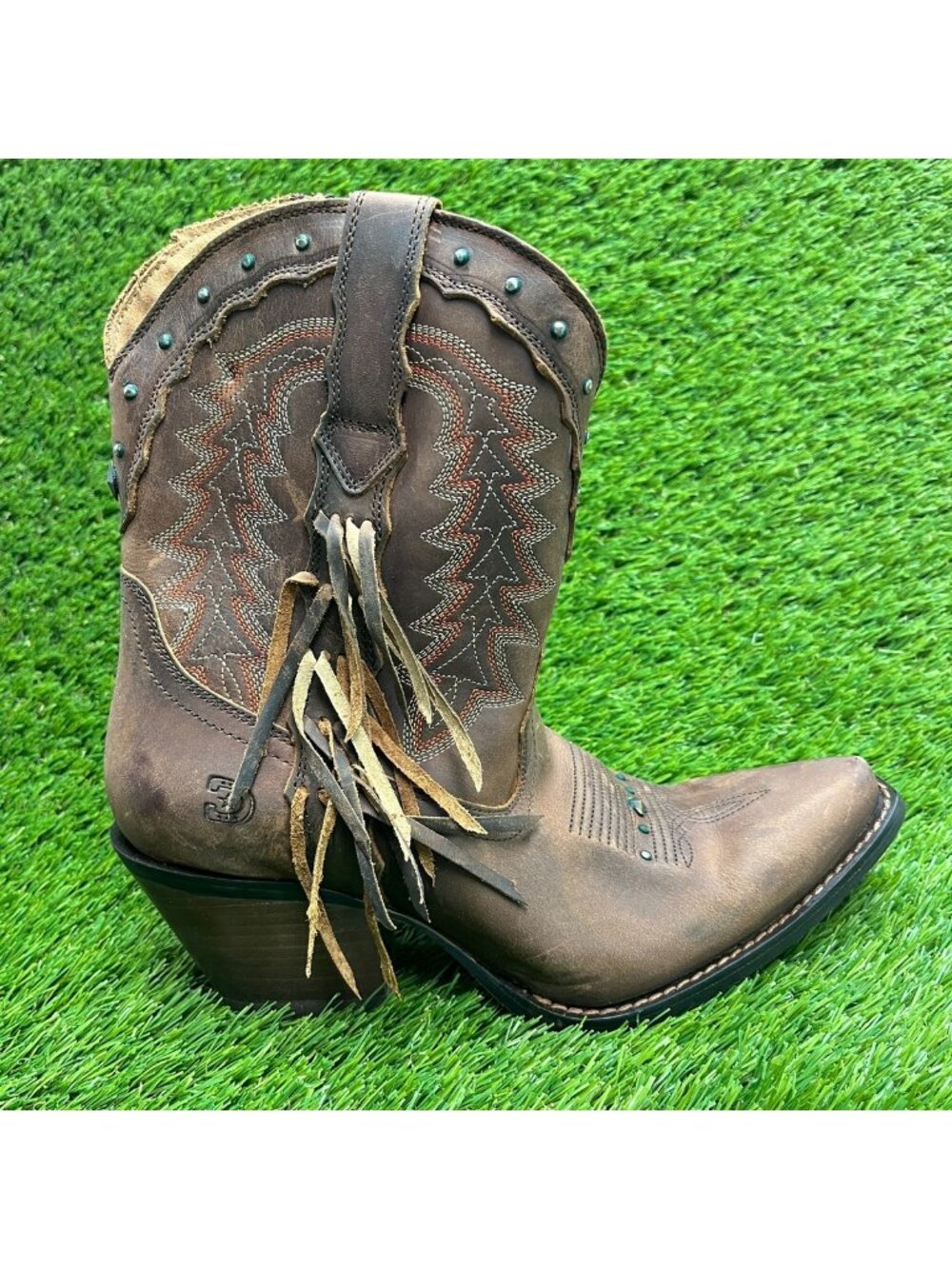Durango Crush Womens Size 7 Brown Cowgirl Western Snip Toe Zip Up Fashion Boots